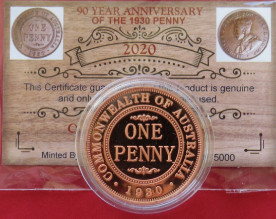 2020 1 oz 90 year anniversary of the 1930 pure solid copper coin