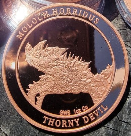 Australian Native Flora & Fauna Series 1 oz copper bullion - THORNY DEVIL
