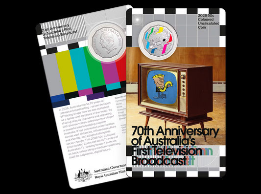 NEW RELEASE - 70th Anniversary of Australia’s First TV Broadcast - COLOURED 50c COIN