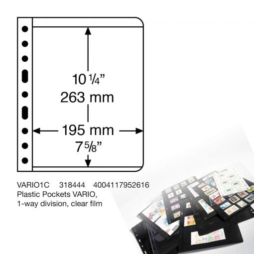 Plastic pockets VARIO, 1-way division, clear film