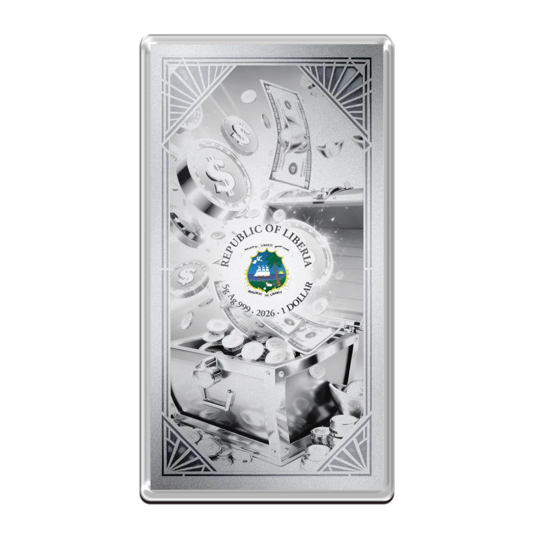 PRE ORDER - 2026 Liberia Winning Lottery Scratch Ticket 5g Silver Foil Note