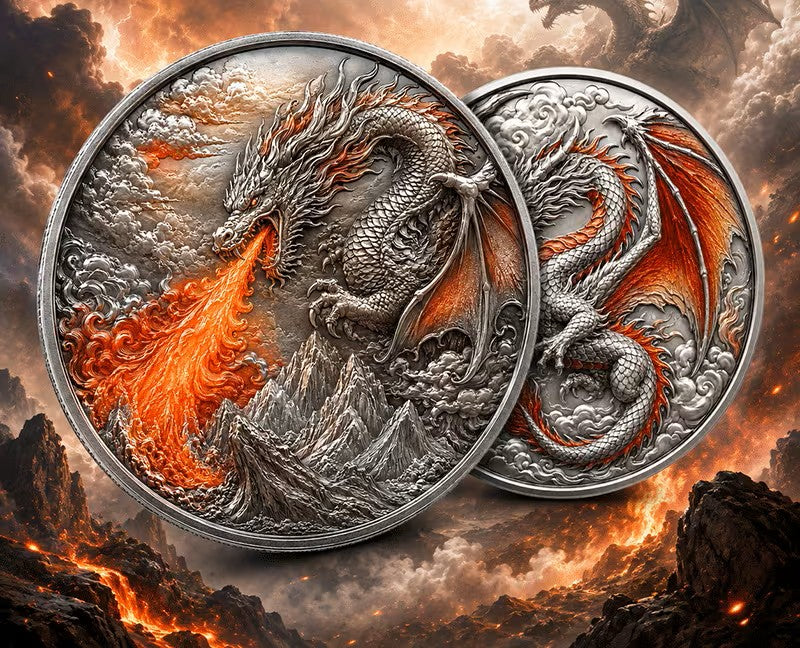 Winged Serpent & Fire Breath - collectable commemorative coin