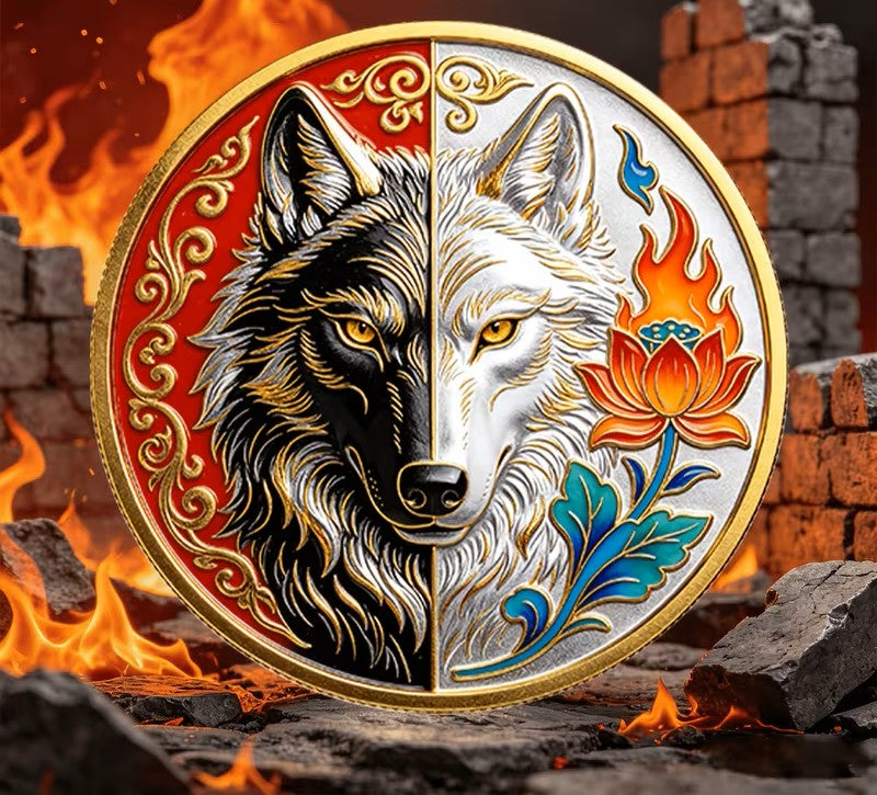 Yin-Yang Wolf Head commemorative collectable