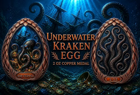 PRE ORDER - Underwater Kraken Egg Dome Shaped HR 2 oz .999 Copper Medal - MINTAGE 2500