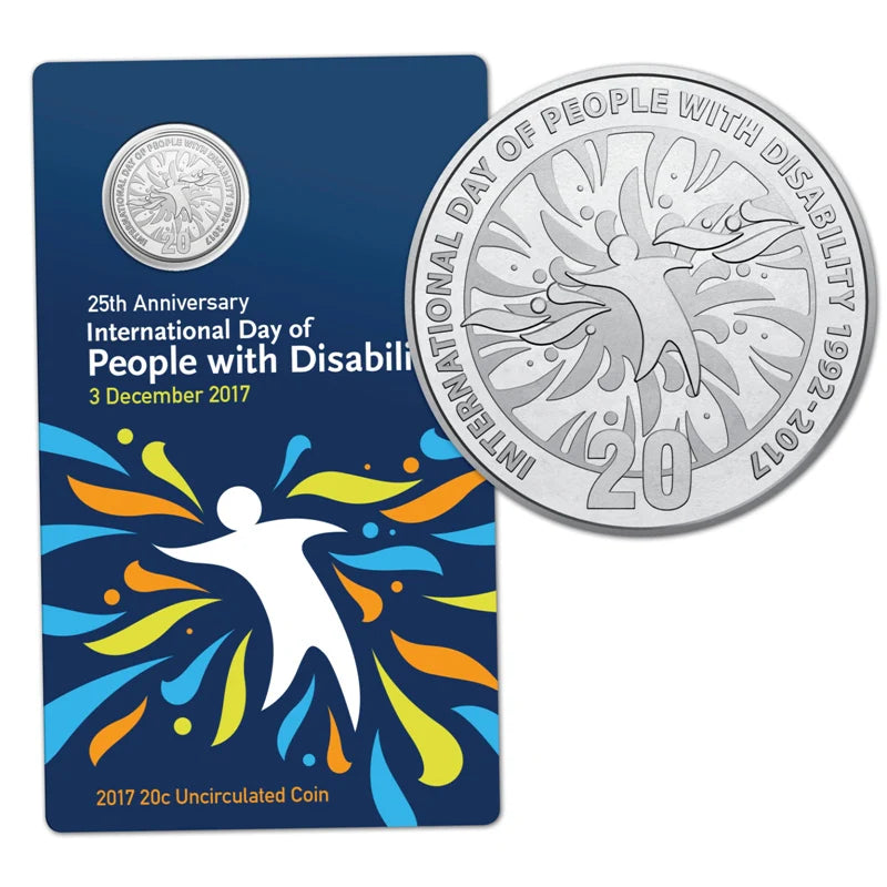 2017 25th Anniversary International Day of People with Disability Twenty 20 cent Uncirculated Coin on card