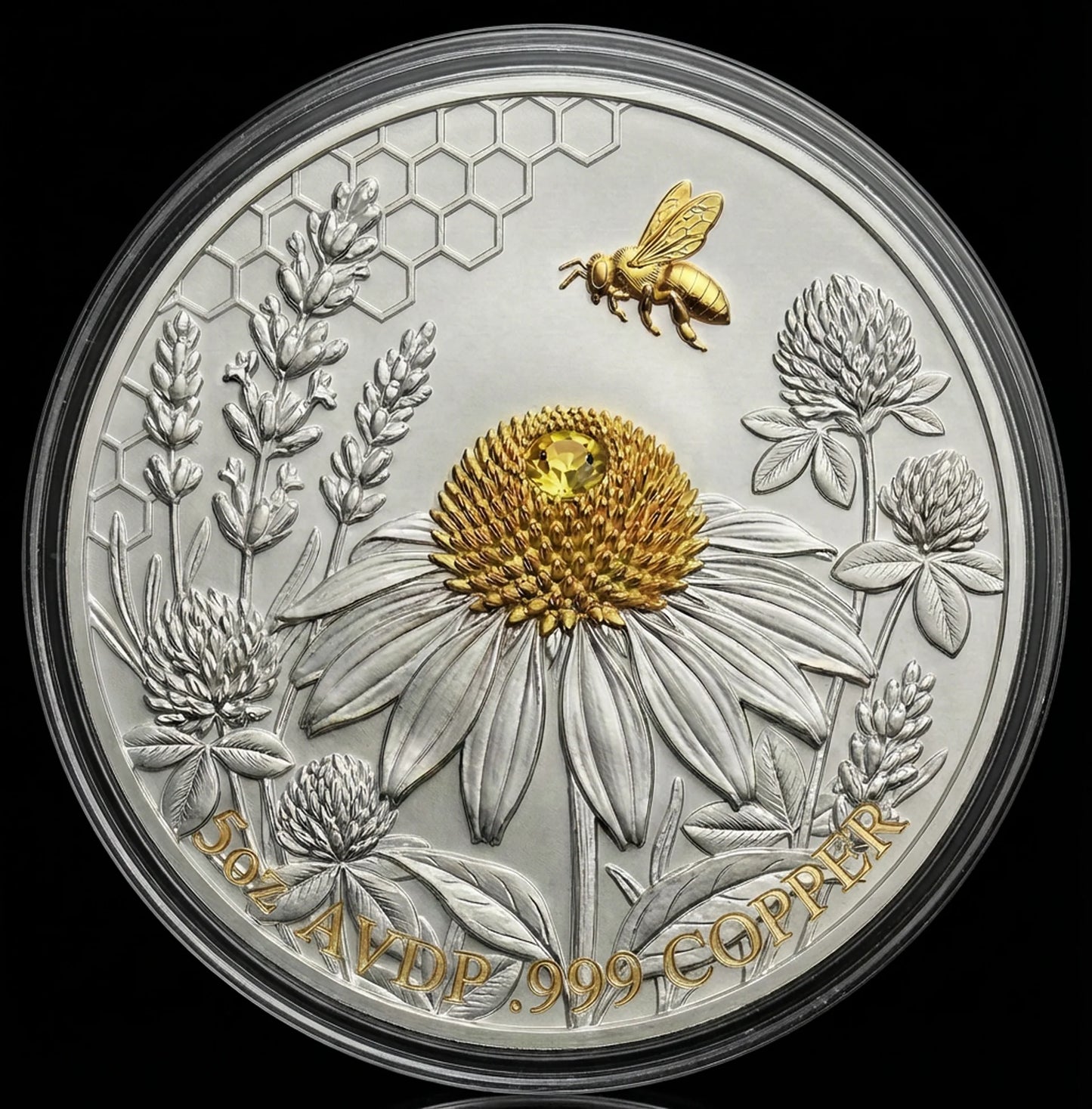 PRE ORDER - 2026 Harmony Bee 5oz .999 Copper with Silver & Gold Gilding