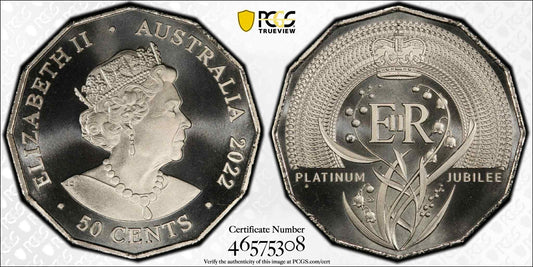 2022 PCGS MS70 ELIZABETH II PLATINUM JUBILEE 50c