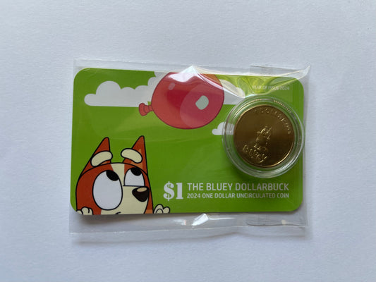 Bluey BINGO uncirculated $1 coin on custom card
