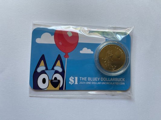 Bluey uncirculated $1 coin on custom card