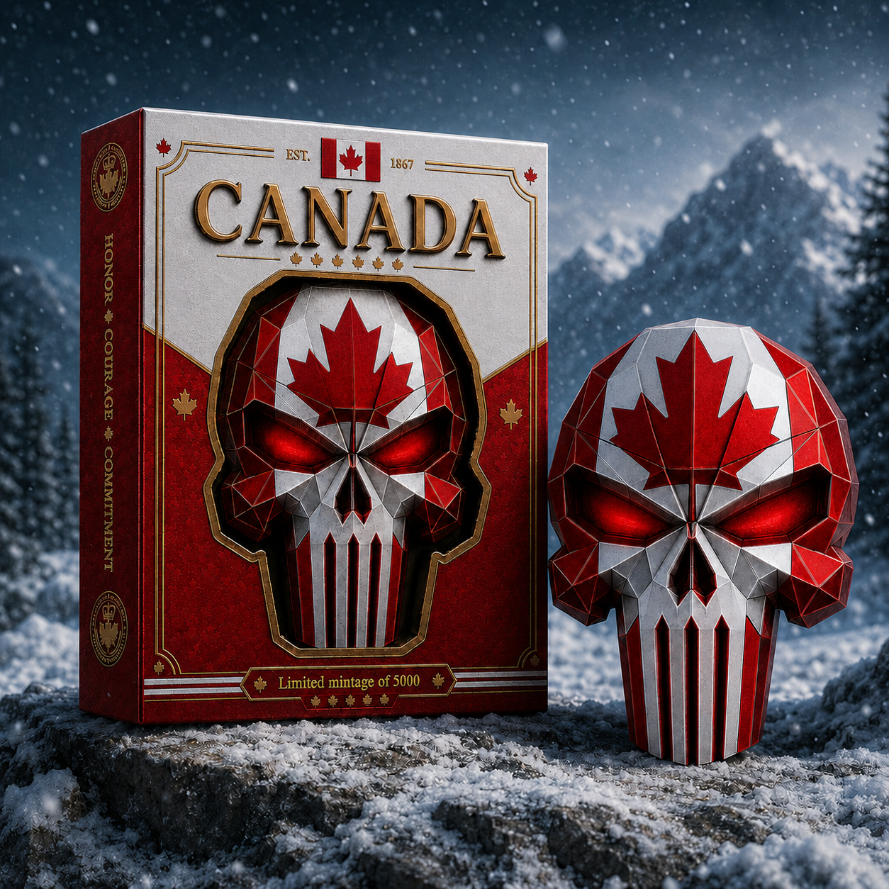 PRE ORDER - 2026 Canadian Warrior Colorized 3 oz Copper Skull Collectible