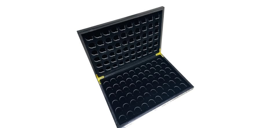 $2 Display Case - Black - 120 precision cut holes in Archive Safe Acid Free EVA foam.