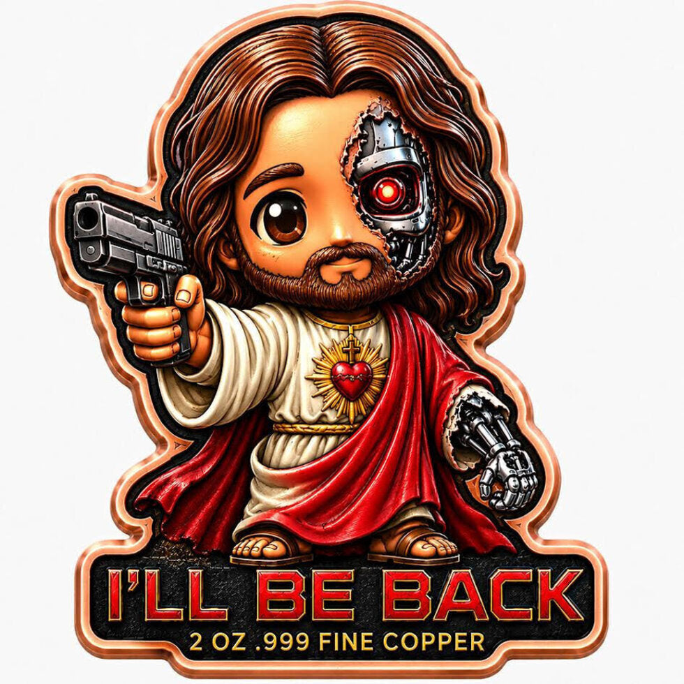 PRE ORDER - Cyber Christ Shaped 2 oz Copper Medal