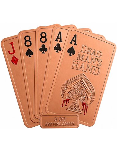 PRE ORDER - DEAD MAN'S HAND HR 3 Oz Copper Medal