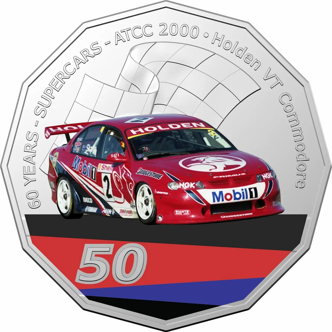 2020 50c Coin - 60 Years of the ATCC 1960/2020 - Supercars - 2000 HOLDEN VT COMMODORE