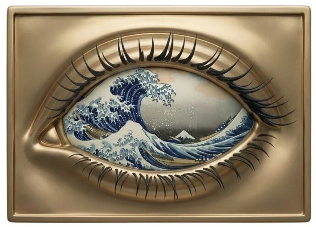 PRE ORDER - Eye of the Beholder - The Great Wave Colorized Gold Gilt 1 oz Copper Medal
