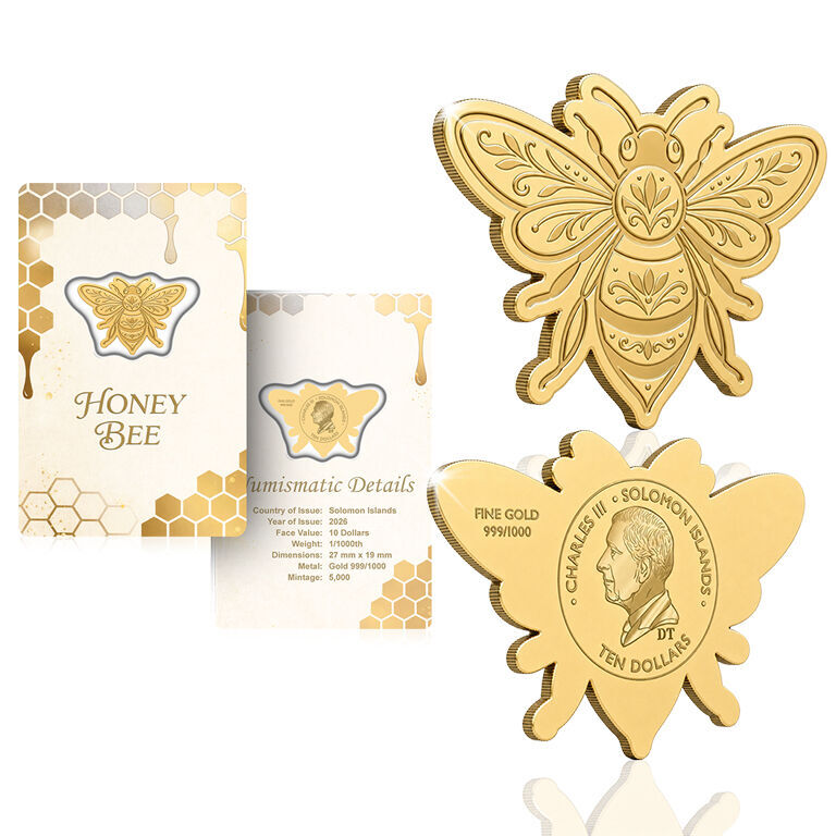 PRE ORDER - 2026 Solomon Islands Honey Bee Shaped 1/1000 oz Gold Coin - MINTAGE 5000