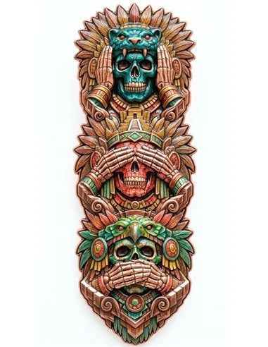 PRE ORDER - HEAR NO EVIL SEE NO EVIL SPEAK NO EVIL Aztec Totem Shaped 3 Oz Copper