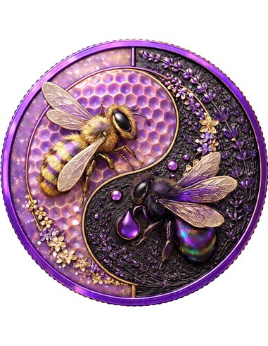 HONEY BEE Lavender flower Yin Yang 1 Oz Copper Round Italy 2026