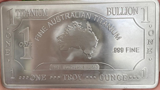 .999 1 oz TITANIUM BULLION BAR PURE TITANIUM - AUSTRALIA