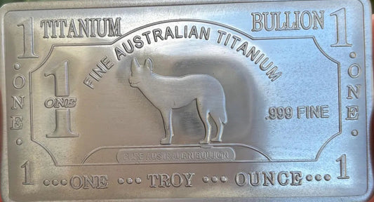 .999 1 oz TITANIUM BULLION BAR PURE TITANIUM - DINGO