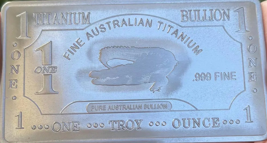 1oz 999 Titanium Bullion Bar "Crocodile" Pure Titanium