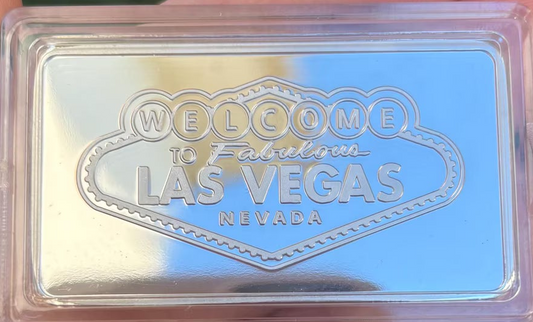 SILVER LAS VEGAS - 1oz 999 Copper Bullion Bar "Famous Las Vegas Sign" Silver Over Pure Copper Bullion Edition