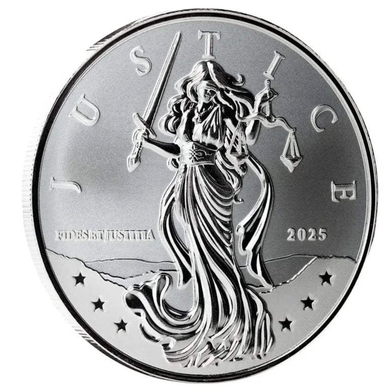 STACKER OPPORTUNITY - NEW ARRIVAL - Scottsdale Mint Lady Justice 2025 1oz Silver Niue Bullion Coin