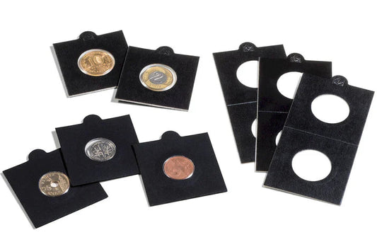 Lighthouse MATRIX BLACK 35mm Self Adhesive 2"x2" MATRIX Coin Holders pack of 25