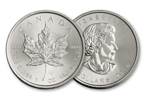 2014 1 ounce Canadian Silver Maple Leaf Round