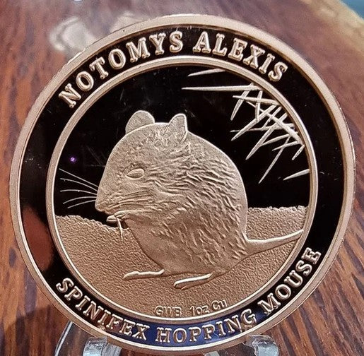 Australian Native Flora & Fauna series 1 oz copper bullion - SPINIFEX HOPPING MOUSE