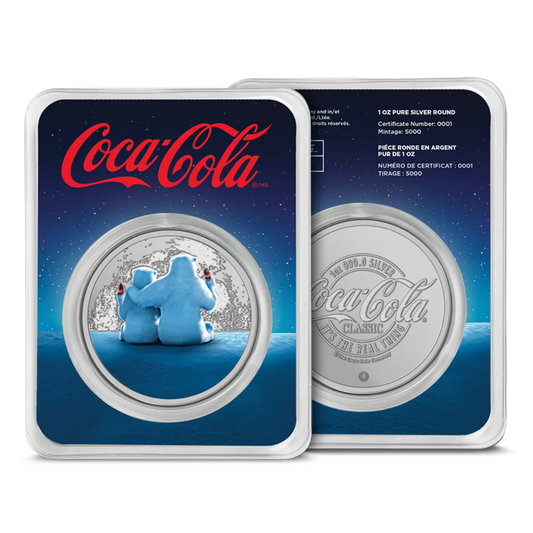 Coca-Cola® Polar Bears 1oz Silver Round with Color - PAMP