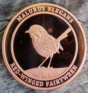 1 Ounce Copper Round - Australian Red-winged Fairywren Coin - Malurus Elegans
