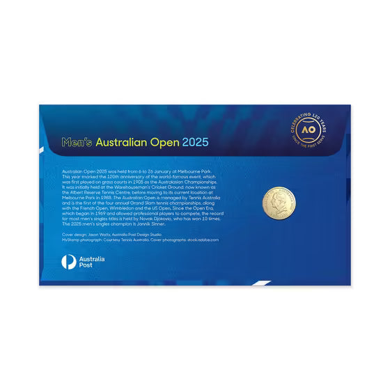 2025 Australian Open Men's Limited Edition Postal Numismatic Cover (PNC)