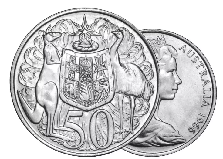 1966 ROUND 50c - 80% silver - circulated