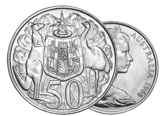 1966 ROUND 50c - 80% silver - circulated