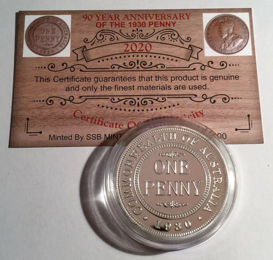 2020 1 oz 90 year anniversary of the 1930 penny coin Finished in .999 Silver
