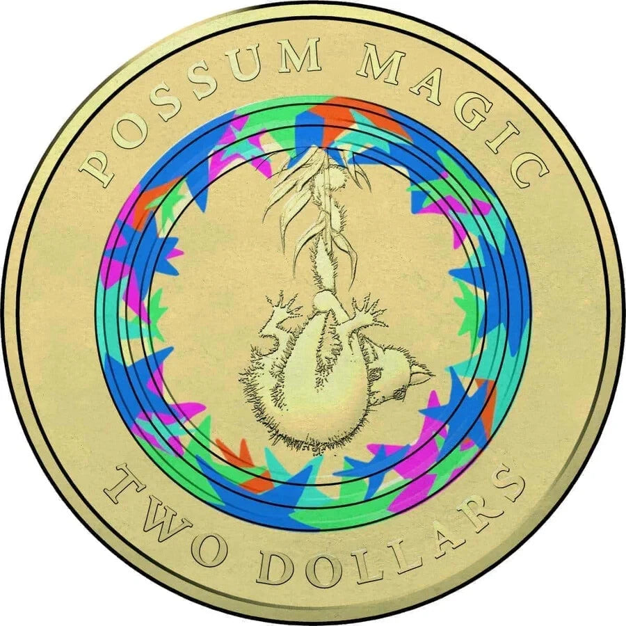 2017 - $2 Possum Magic, Invisible Hush, Blue Coloured Coin - CIRCULATED