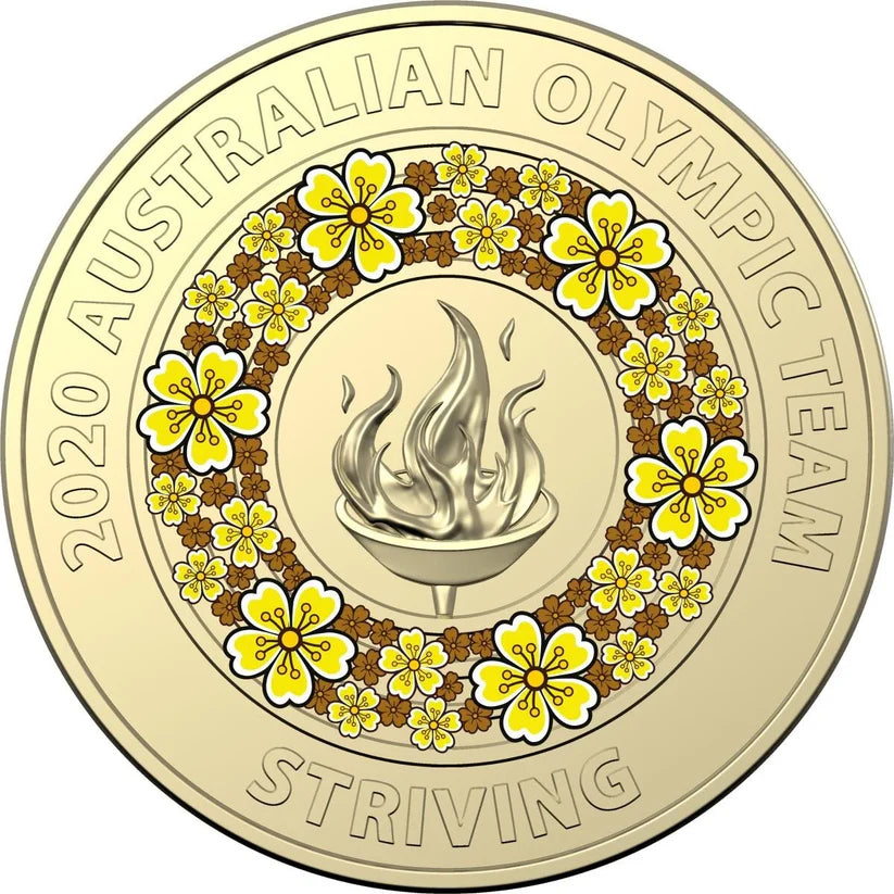 2020 $2 COIN - YELLOW TOKYO OLYMPIC GAMES - STRIVING - UNCIRCULATED