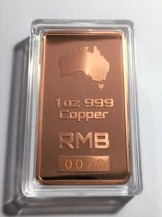 1 OZ 999 Fine Australian Pure Copper "Red Metal Bullion" Ingot, Map Of Australia