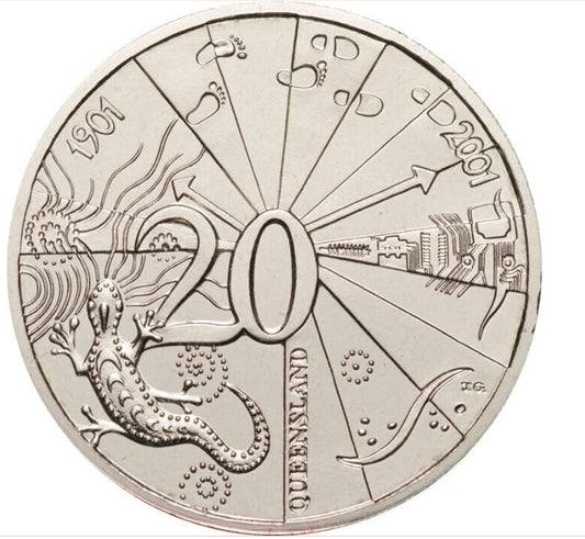 2001 Centenary of Federation Queensland 20c Circulated