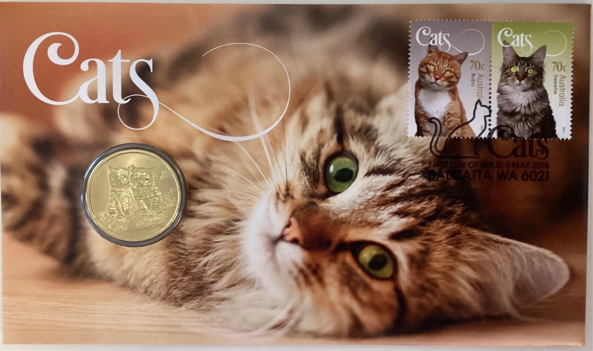 2015 Cats $1 1 Dollar Coin & Stamp Pnc 2418/7500