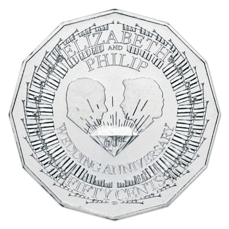 2007 Royal 60th Wedding Anniversary 50 Cent Uncirculated Coin