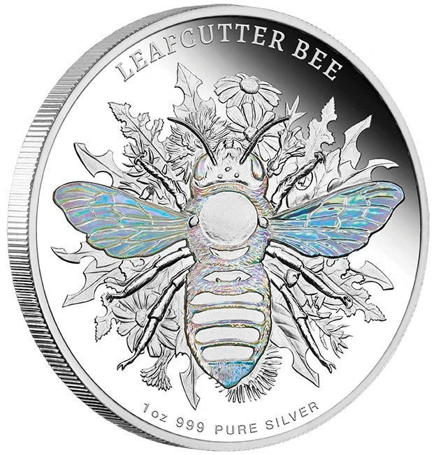 2026 Niue $2 Native Bees "LEAFCUTTER BEE" 1oz Silver Proof Hologram Coin (Preorder)