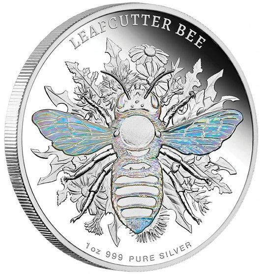 2026 Niue $2 Native Bees "LEAFCUTTER BEE" 1oz Silver Proof Hologram Coin (Preorder)