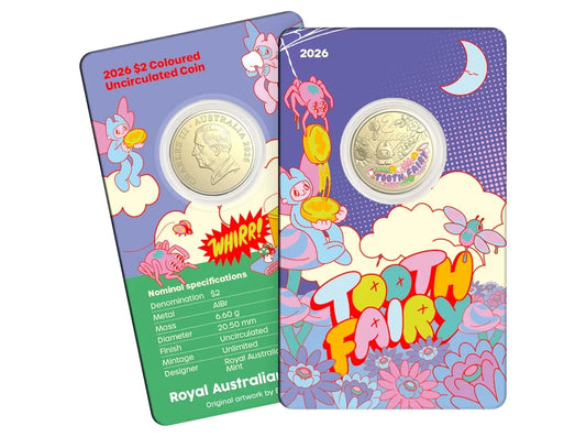 2026 TOOTH FAIRY $2 COLOURED COIN IN CARD - RAM