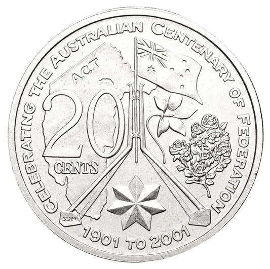 2001 Centenary of Federation 20c circulated - A.C.T