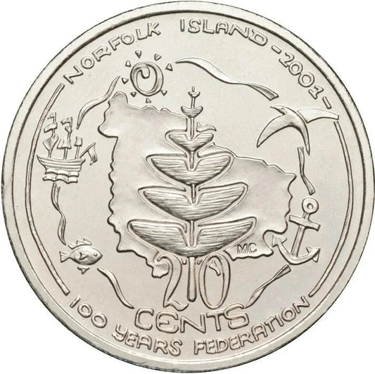 2001 Centenary of Federation 20c circulated - NORFOLK ISLAND