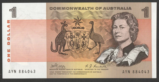 1969 COMMONWEALTH OF AUSTRALIA $1 PAPER BANKNOTE - PHILLIPS/WHEELER