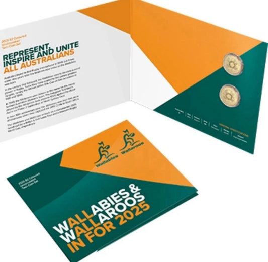 2025 Wallabies/Wallaroos $2 coins - TWO COIN - Two Dollars Set