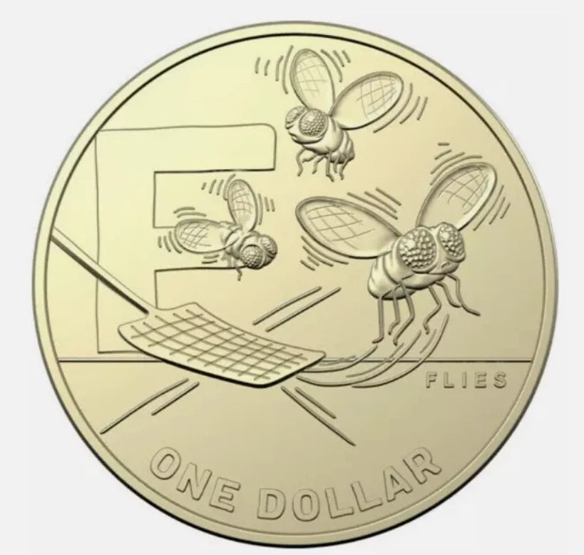 2021 GREAT AUSSIE COIN HUNT 2 - "F" - FLIES - CIRCULATED $1 COIN